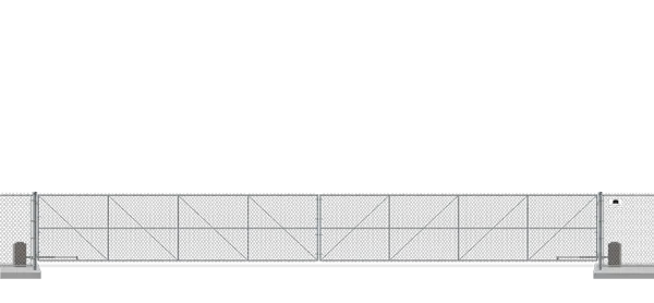 Automated chain link swing gate in closed position