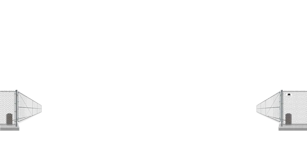 Automated chain link swing gate in open position