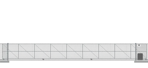 Automated chain link V-Track gate in closed position
