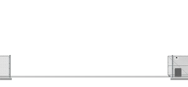 Automated chain link V-Track gate in open position