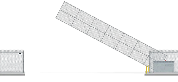 Automated chain link Vertical Pivot gate in open position