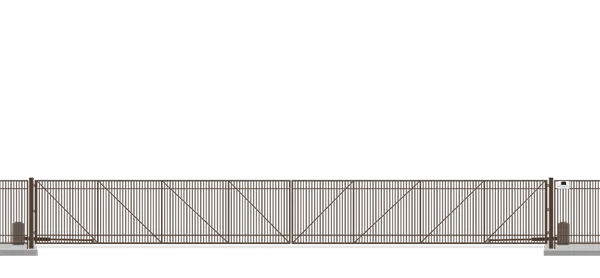 Automated Metal swing gate in closed position