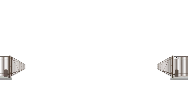 Automated Metal swing gate in open position