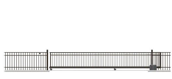 Automated Metal V-Track gate  in closed position