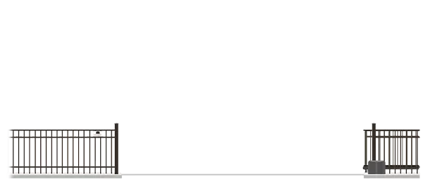 Automated Metal V-Track gate  in open position