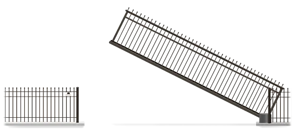 Automated Metal Vertical Pivot gate  in open position