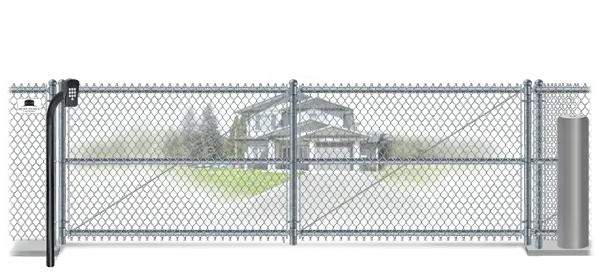 Chain Link sliding estate gate in closed position