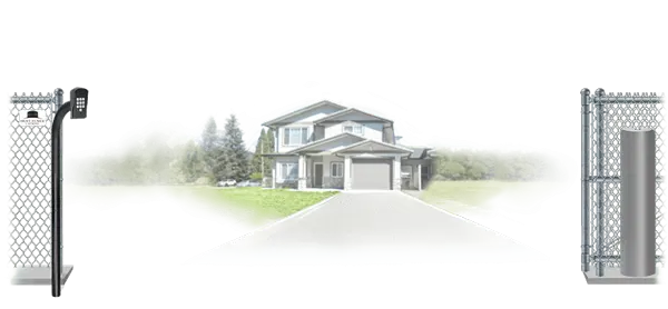 Chain Link sliding estate gate in open position