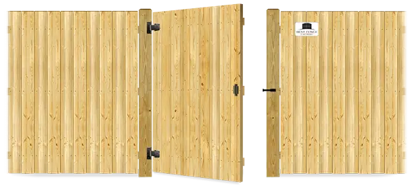 Wood gate in open position