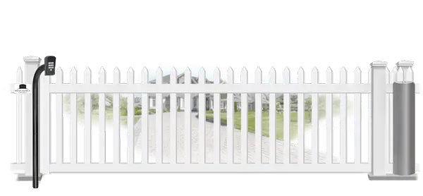 Vinyl sliding estate gate in closed position