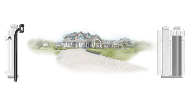 Vinyl sliding estate gate in open position